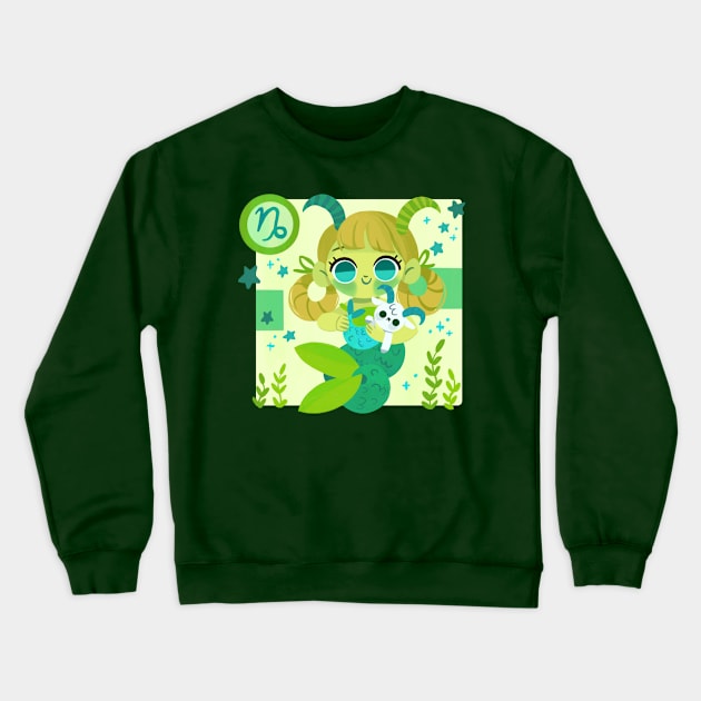 Capricorn Mermaid Crewneck Sweatshirt by Lobomaravilha